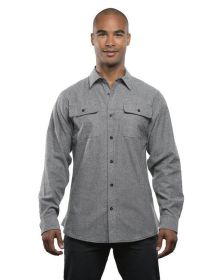 Burnside BU8200 Men's Solid Flannel Shirt (Color: HEATHER GREY, size: 3XL)